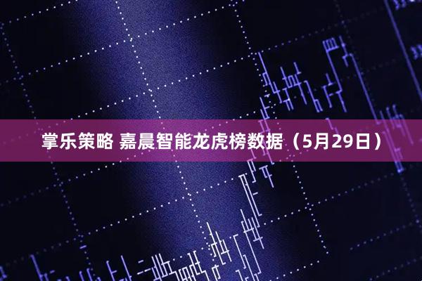 掌乐策略 嘉晨智能龙虎榜数据（5月29日）