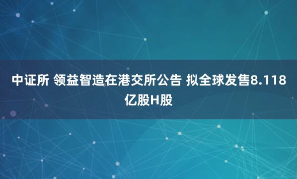 中证所 领益智造在港交所公告 拟全球发售8.118亿股H股